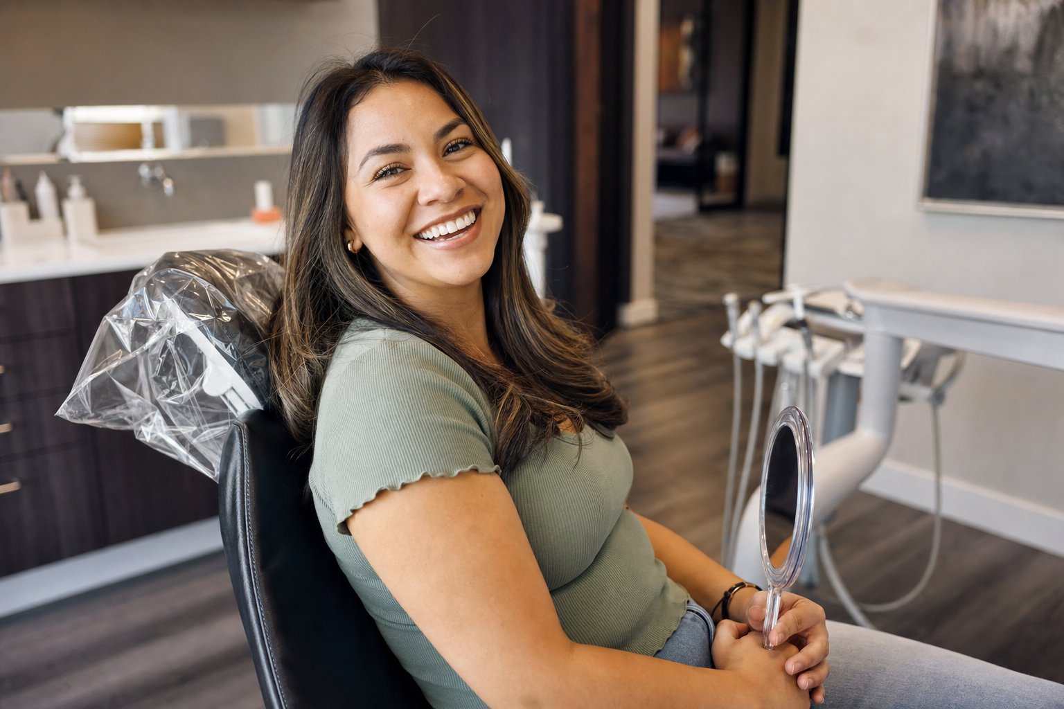 Patient smiling during an orthodontic consultation