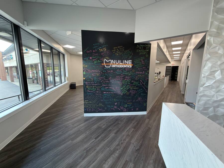 Chalkboard wall covered in messages written by Greenfield patients